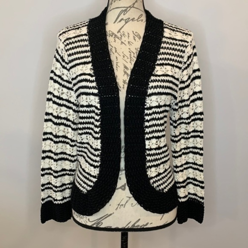 Talbots vintage 90’s hand knit crochet open cardigan sweater L